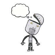 cartoon robot with thought bubble N186