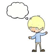 cartoon boy with outstretched arms thought bubble N10