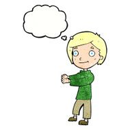 cartoon happy boy with thought bubble N244
