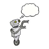 cartoon funny robot with thought bubble N77