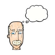 cartoon annnoyed old man with thought bubble N10