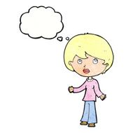 cartoon woman thinking with thought bubble N15