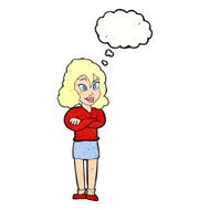 cartoon woman with crossed arms thought bubble N46