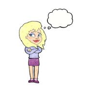 cartoon woman with crossed arms thought bubble N47