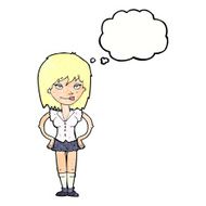cartoon woman with hands on hips thought bubble N222