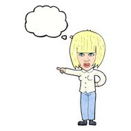 cartoon pointing annoyed woman with thought bubble N10