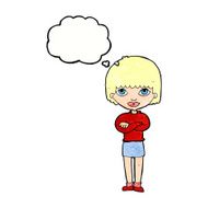 cartoon woman with folded arms thought bubble N30