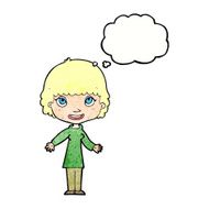 cartoon happy woman with thought bubble N264