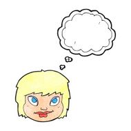 cartoon female face with thought bubble N153