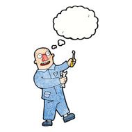 cartoon mechanic with thought bubble N10