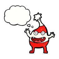 cartoon funny christmas creature with thought bubble N23