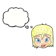 cartoon female face with thought bubble N154
