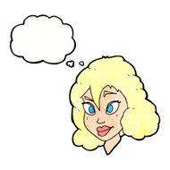 cartoon pretty woman with thought bubble N279
