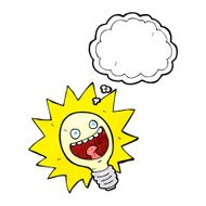 cartoon lightbulb with thought bubble N3