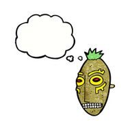 cartoon tribal mask with thought bubble N3