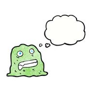 cartoon slime creature with thought bubble N9