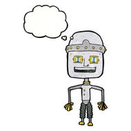 funny cartoon robot with thought bubble N49