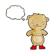 cartoon teddy bear wearing boots with thought bubble N3