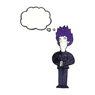 cartoon vampire man with thought bubble N120