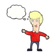 cartoon man sticking out tongue with thought bubble N28