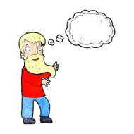 cartoon excited bearded man with thought bubble N10