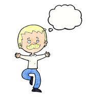 cartoon dancing man with mustache thought bubble N10