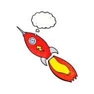 cartoon rocket with thought bubble N6