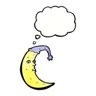 sleepy moon cartoon with thought bubble N9