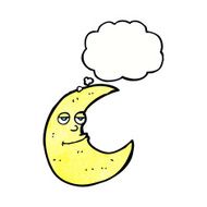 happy cartoon moon with thought bubble N6