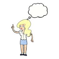 cartoon pretty woman with idea thought bubble N70
