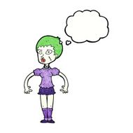 cartoon zombie monster woman with thought bubble N10