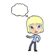 cartoon pointing woman with thought bubble N30