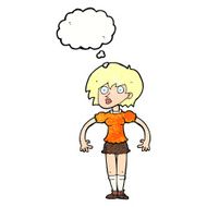 cartoon surprised woman with thought bubble N248