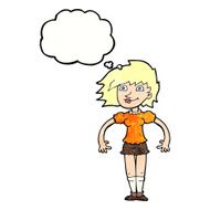 cartoon happy woman with thought bubble N265