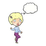 cartoon surprised woman with thought bubble N249