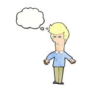 cartoon suspicious man with thought bubble N41