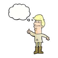 cartoon nervous man with thought bubble N141