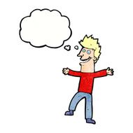 cartoon happy man with thought bubble N470