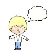 cartoon amazed boy with thought bubble N21