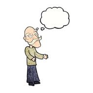 cartoon old man with mustache thought bubble N31