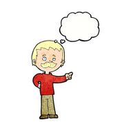 cartoon man with mustache pointing thought bubble N31