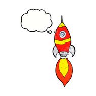 cartoon spaceship with thought bubble N34