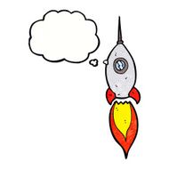cartoon spaceship with thought bubble N35