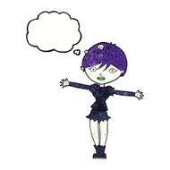 cartoon vampire girl with thought bubble N228