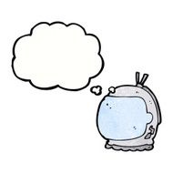 cartoon astronaut helmet with thought bubble N33