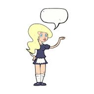 cartoon waitress with speech bubble N30