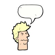 cartoon stressed out face with speech bubble N12