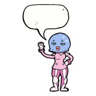cartoon female astronaut with speech bubble N34