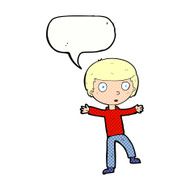 cartoon startled boy with speech bubble N34