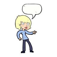 cartoon woman pointing with speech bubble N238